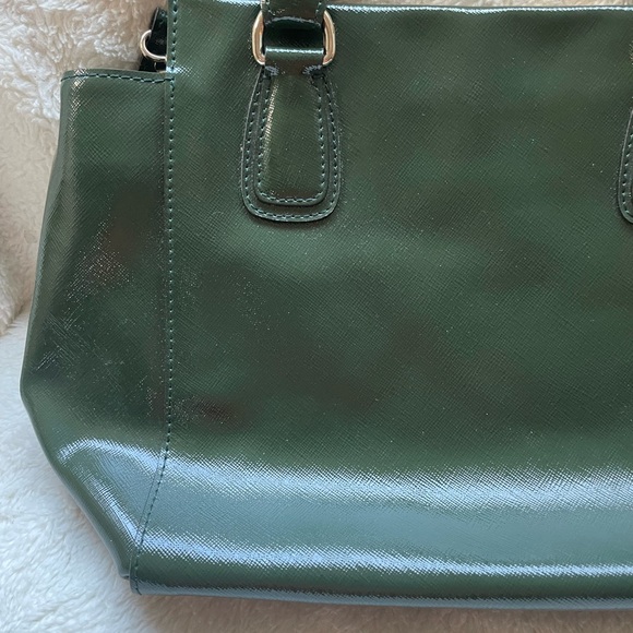 ABRO Saffiano Satchel Crossbody Leather Purse Green - Picture 5 of 14